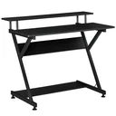 Computertisch industrieller Stil mit Höhenverstellbar Fußbett MDF Metall Schwarz 100 x 60 x 85,5 cm
