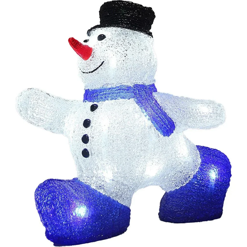 LED-Acryl-Weihnachtsschneemann für drinnen und draußen - 27 x 14 x 27,5 cm