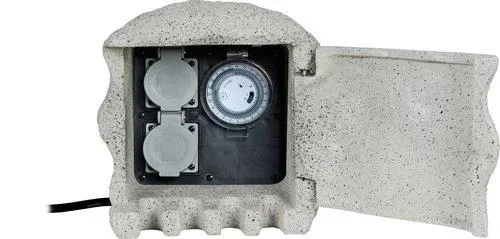Energieverteiler PIEDRA 2fachTimer grau, für den Innen- und Außenbereich