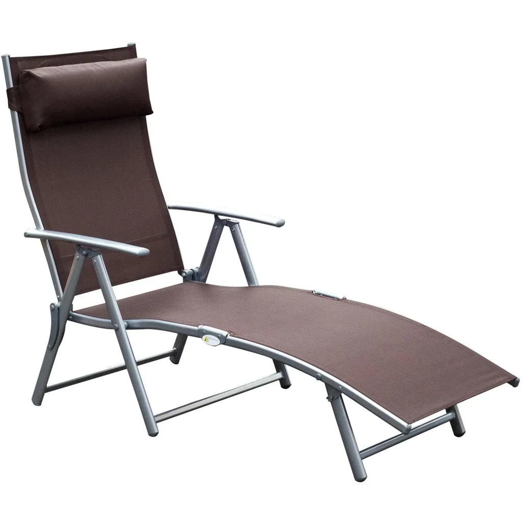 Sonnenliege Strandliege Gartenliege Relaxliege klappbar mit Kissen Braun 137 x 63,5 x 100,5 cm