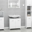 Badschrank 60x33x58 cm Spanplatte Hochglanz weiß