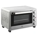 Minibackofen 32L mit Kochplatten Elektrischer Mini Ofen Drehspieß Boden mit Schlackenauffangwanne Metall Edelstahl Glas