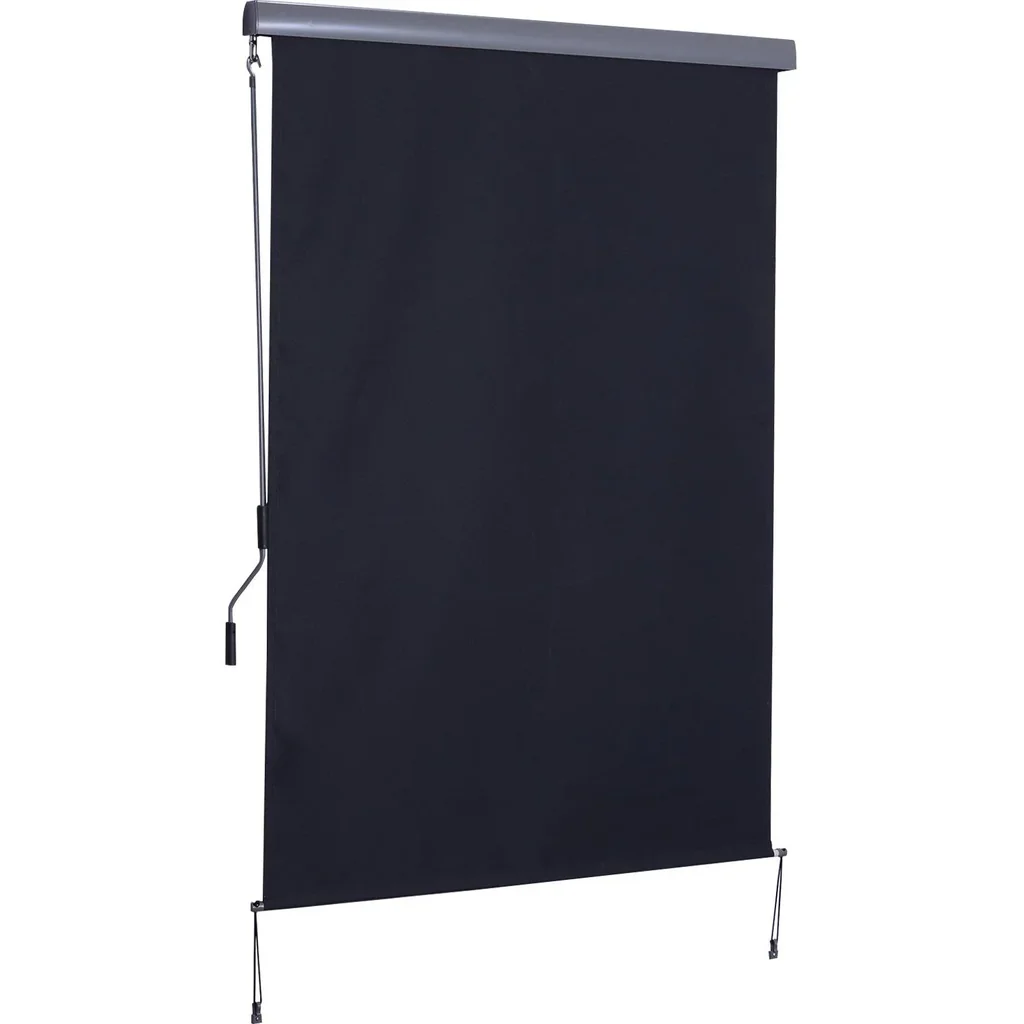 Windschutz Sonnenschutz Seitenrollo Sichtschutz mit Handkurbel Polyester + Aluminium Grau 140 x 200 cm