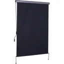 Windschutz Sonnenschutz Seitenrollo Sichtschutz mit Handkurbel Polyester + Aluminium Grau 140 x 200 cm