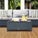 Garten Beistelltisch Couchtisch Gartentisch Balkontisch Polyrattan Schwarz 85 x 50 x 39 cm