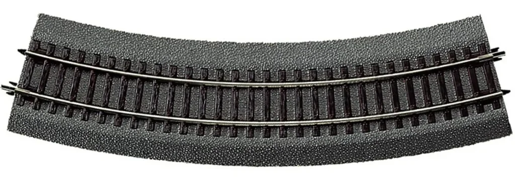 6 Stück Gebogenes Gleis R3 mit Bettung, Radius 419,6 mm, Bogenwinkel 30°