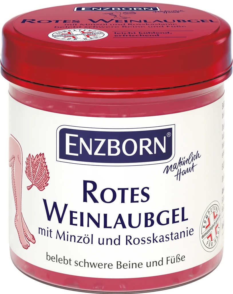 ENZBORN Rotes Weinlaubgel – leicht kühlendes Pflege-Gel für schwere Beine & Füße, 200 ml