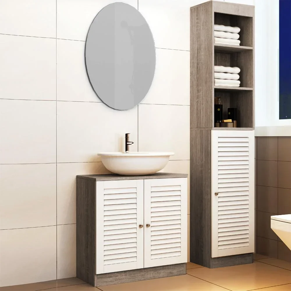 Badezimmerschrank mit 6 Einlegeböden 34 x 26 x 170 cm