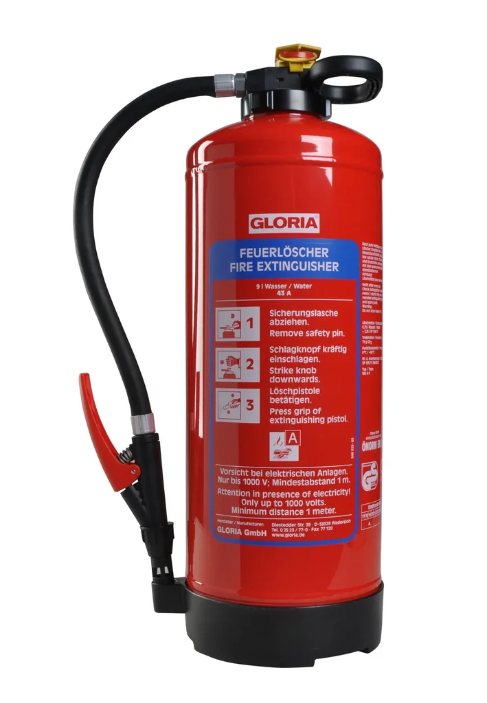 Feuerlöscher WH 9 Pro, 9 Liter, Wasserlöscher, 43A, Schlagknopf