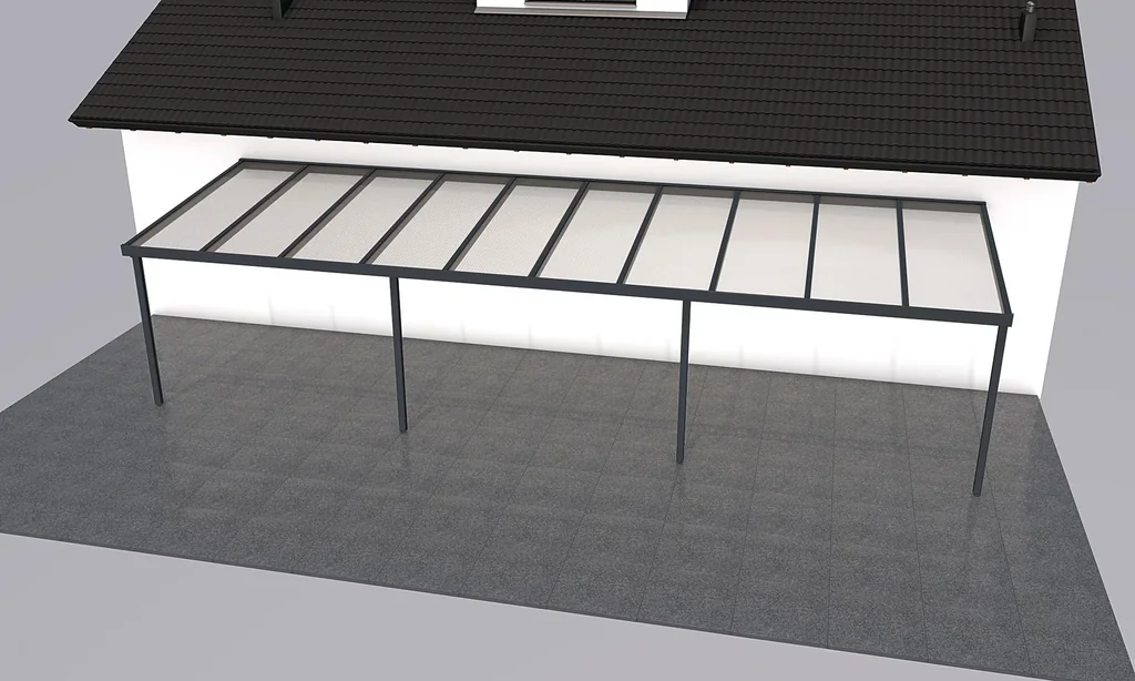 Terrassendach Premium, anthrazit, 10140 x 3060 mm - 10mm Verbundsicherheitsglas (VSG)