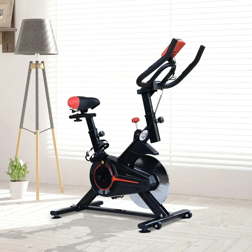 Fitnessfahrrad mit LCD-Monitor schwarz