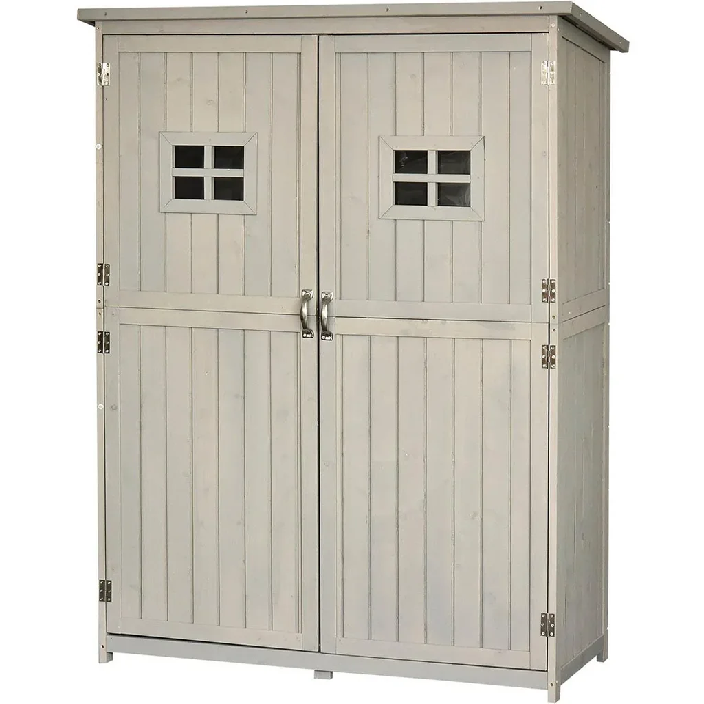 Geräteschuppen Gerätehaus Geräteschrank Pultdach Garten Holz Grau 127,5x50x164cm