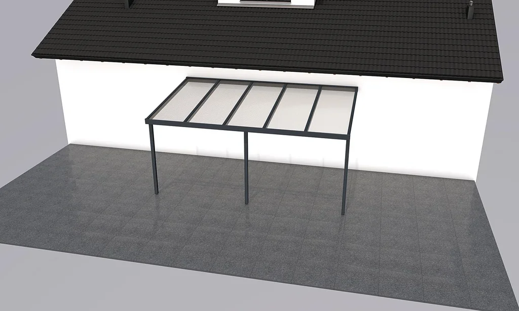 Terrassendach Premium, anthrazit, 5100 x 3060 mm - 10mm Verbundsicherheitsglas (VSG)
