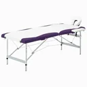 Klappbare Massageliege mit 2 Zonen Aluminium weiß und lila