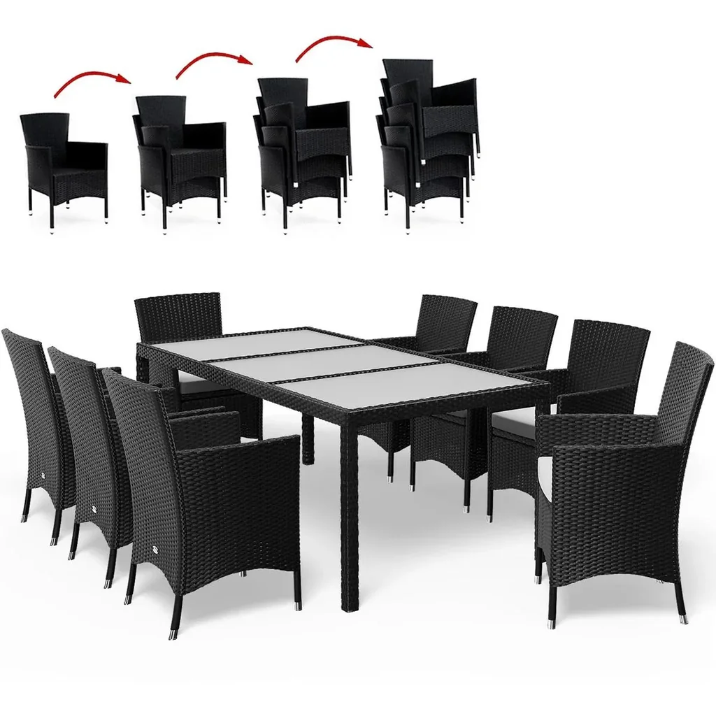 Polyrattan-Sitzgruppe Milan 17 - Schwarz