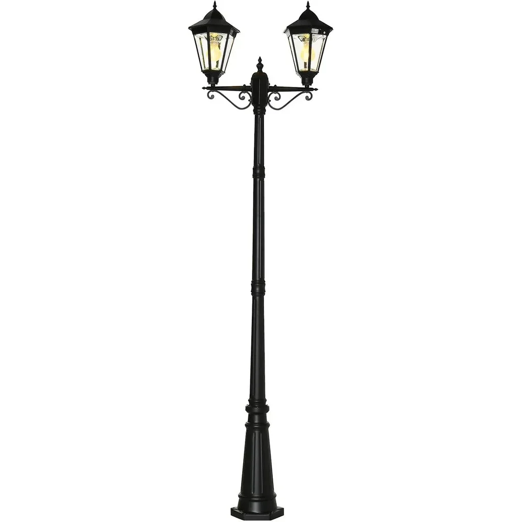 Solar Lampenmast - Doppelt - Schwarz - 22 x 72 x 248 cm