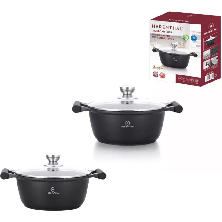 Herenthal 2-teiliges Kochgeschirr-Set - Eintopf mit Glasdeckel -20cm und 34cm