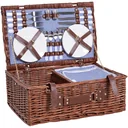 Picknickkorb für 4 Personen Picknickkoffer Picknickset mit Kühltasche Utensilien Glas Braun 54 x 34 x 20 cm