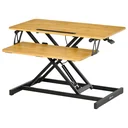 Sitz-Steh-Schreibtisch Steharbeitsplatz Stehpult Monitorständer Höhenverstellbar Stahl MDF Natur 80 x 40 x 13,5-51 cm