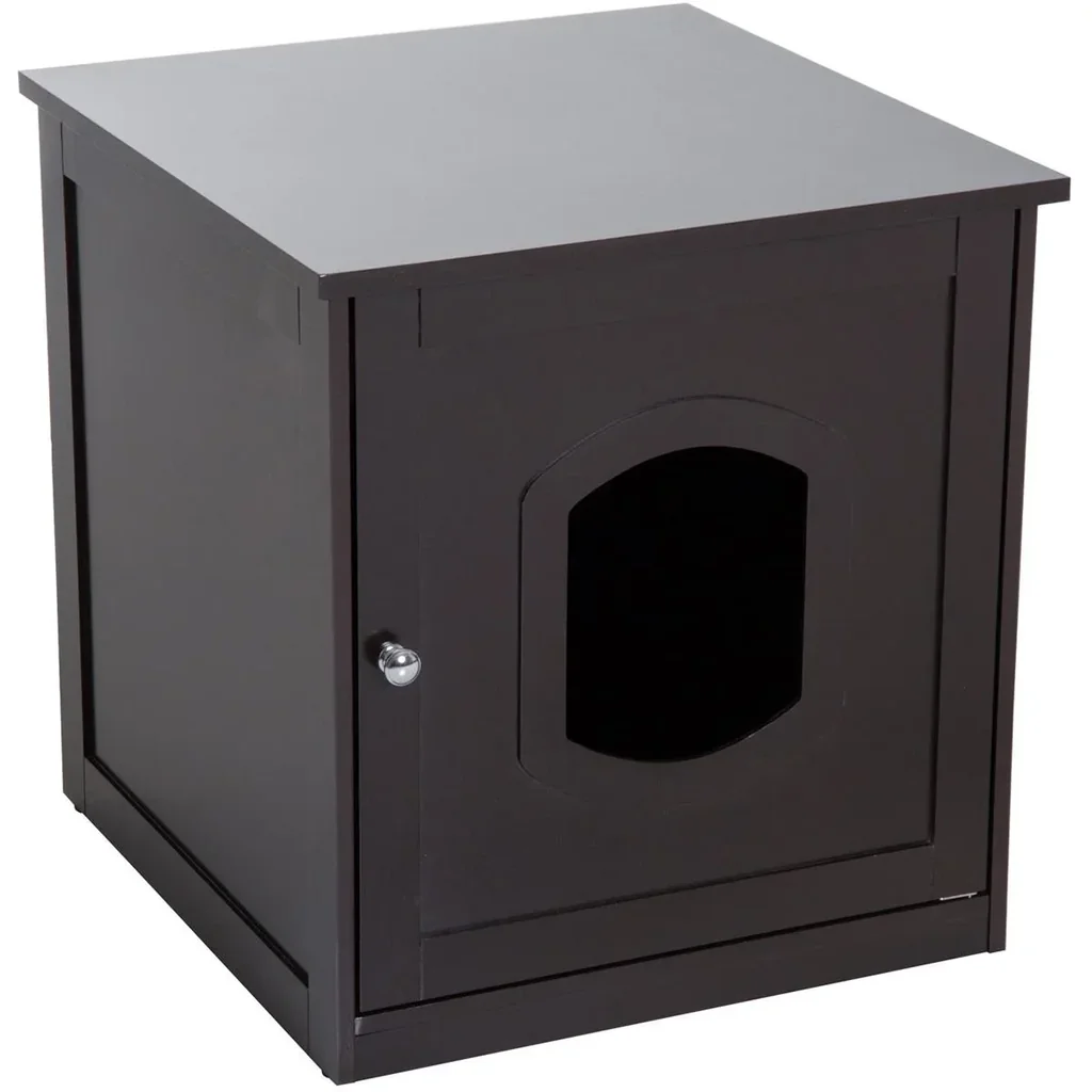 Katzenhaus und Katzenklo MDF, braun