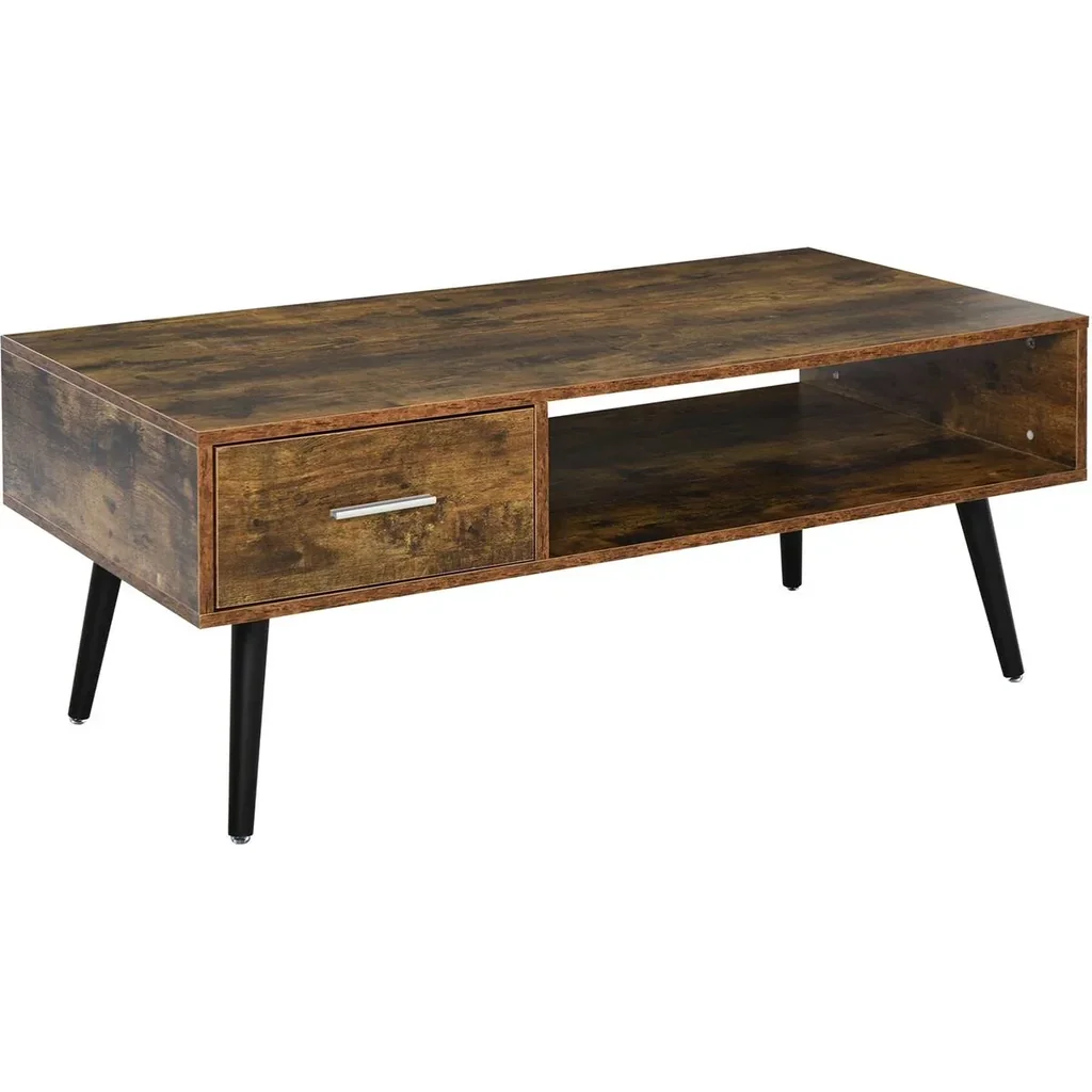 Couchtisch im Vintagestil vintageholzfarbig, schwarz