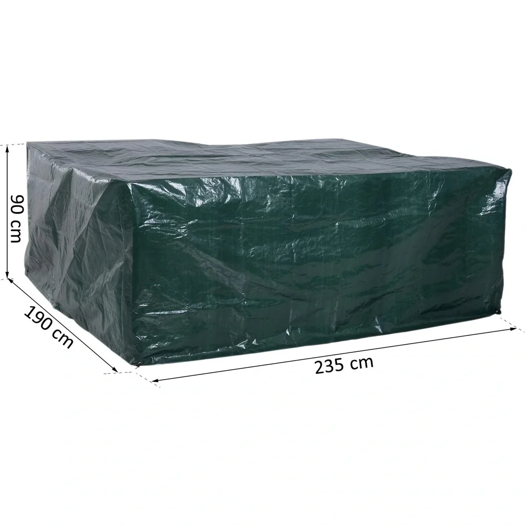 Abdeckplane Schutzhülle Gartenmöbel Abdeckhaube Wasserdicht UV-Schutz Rechteckig PE Grün 235 x 190 x 90 cm