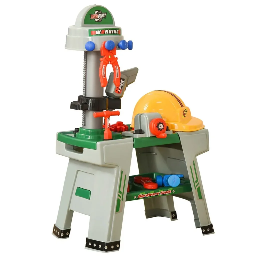 Kinder Werkbank Arbeitstisch Werkbanktisch mit 37 Zubehören Rollenspiel Spielzeug für Kinder von 3 bis 6 Jahren PP-kunst