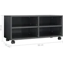 Hochglanzgrauer Fernsehschrank auf Rollen 90x35x35 cm Spanplatte