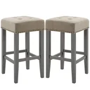 2er-Set Barhocker Esszimmerhocker mit Fußstütze atmungsaktiv Polyester-Gewebe Gummiholz Schaumstoff Grau 38,5 x 38,5 x 6