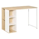 Schreibtisch Bücherregal Computertisch Bürotisch mit Regale großer Stauraum Spanplatte Metall Eiche+Weiß 115x 55x75 cm