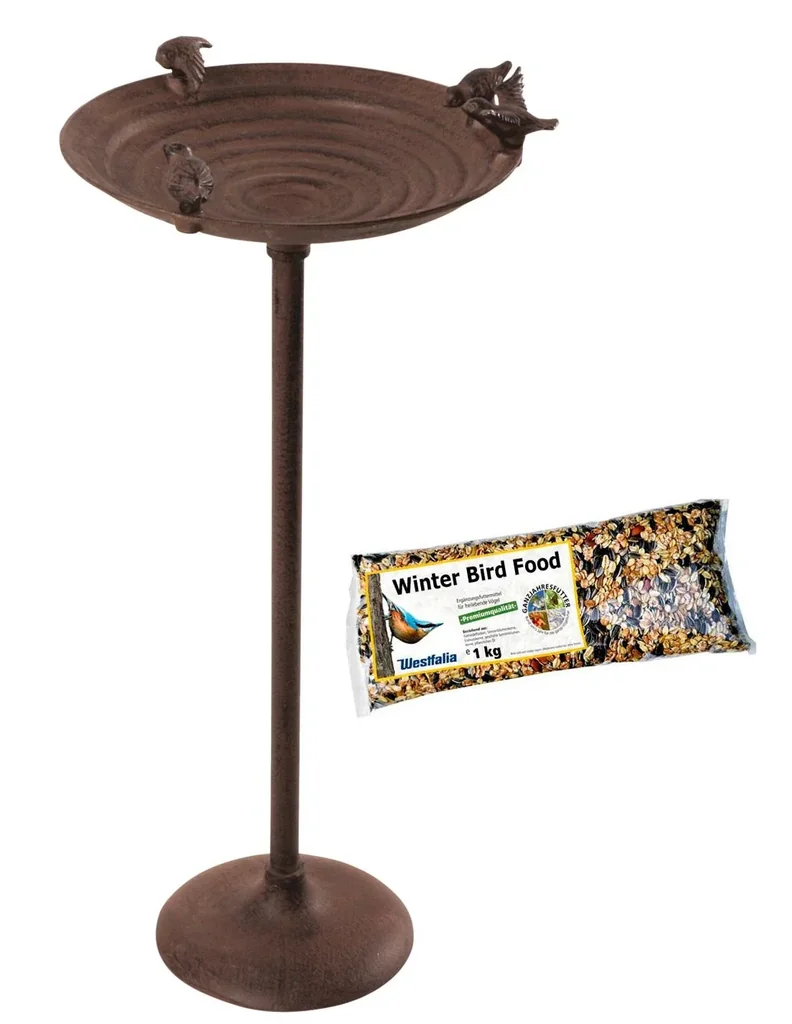 Set Vogelfutterstation mit Vögeln + 2 x Streu-Futter, je 1 kg