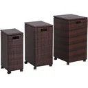 Aufbewahrungsbox 3er-Set Aufbewahrungskiste Auflagenbox mit Deckel rollbar Polyrattan Braun L/M/S