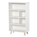 Bücherregal Wohnzimmerregal Bücherschrank Standschrank mit 6 Fächern Weiß+Natur MDF 60 x 30 x 103,3 cm mehrstöckiger
