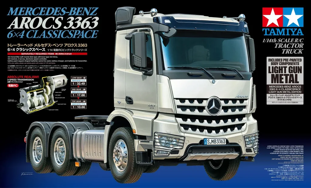 RC LKW MB Arocs 3363 1:14 H.Gun Metall Vorlackiert
