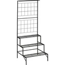 Pflanzentreppe mit Spalier und 3 Stufen Metall schwarz 60 x 53,5 x 159,5 cm