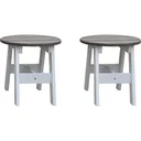 2-teiliges Picknick Hocker Set Rund Grau/weiß