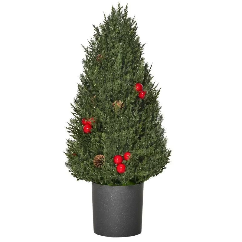 Weihnachtsbaum 50 cm Christbaum Zypressen-Weihnachtsbaum mit 7 roten Beeren