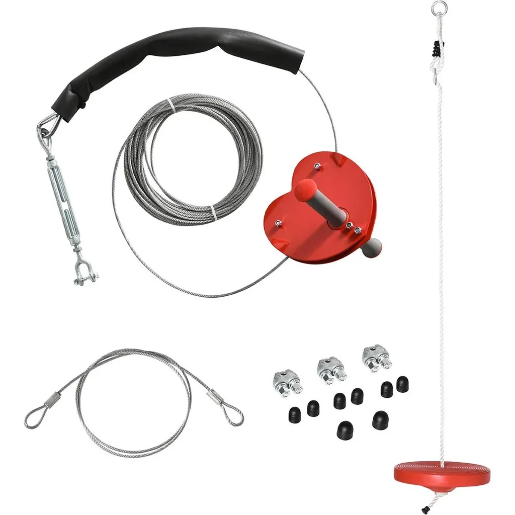Outdoor-Seilrutsche für Kinder von 3-14 Jahren, rot 2000 x 28 x 140 cm
