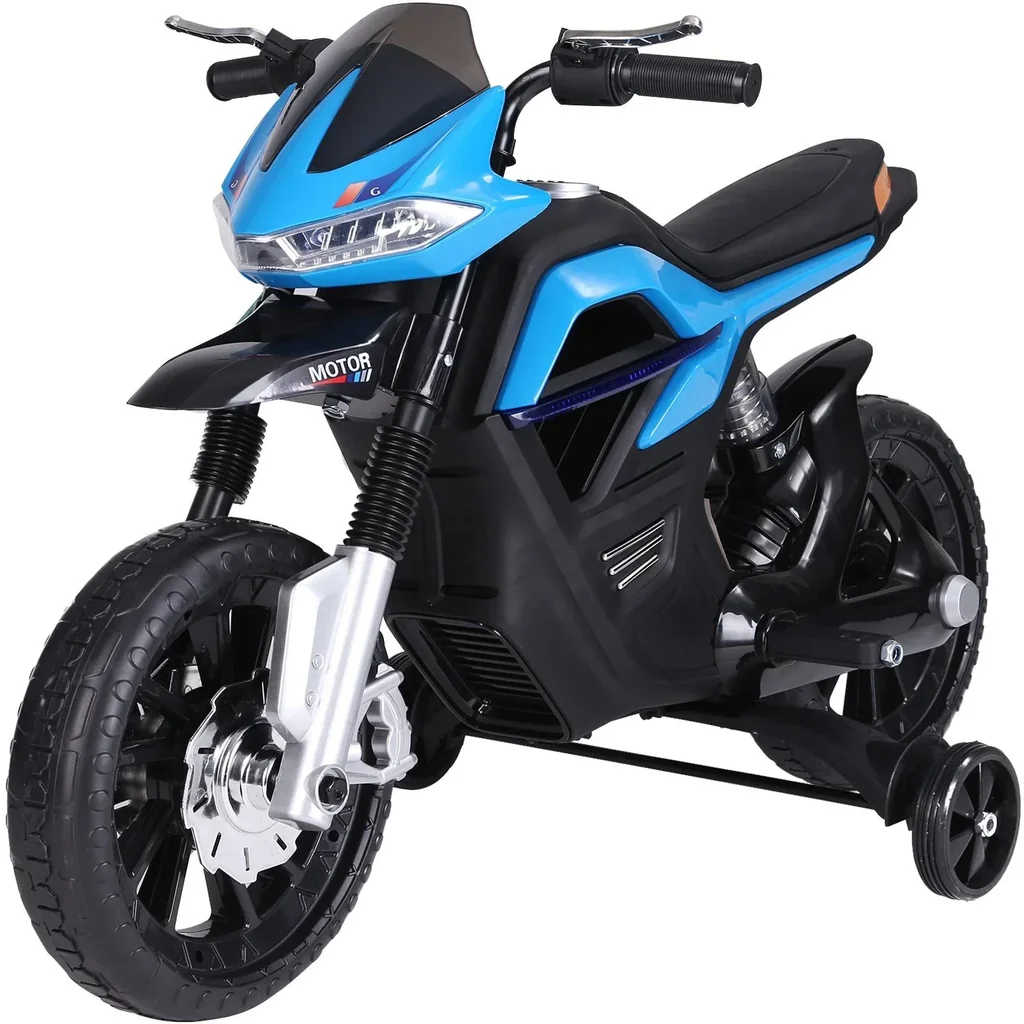 Elektro-Motorrad Motorrad für Kinder ab 3 Jahren Elektrofahrzeuge 3 km/h PP Blau 105 x 52,3 x 62,3 cm