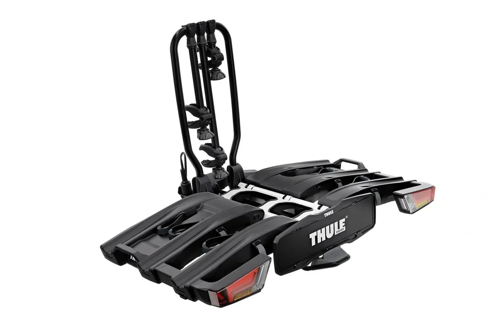 Fahrradträger EasyFold XT 3 Black Edition für drei Fahrräder inkl. Auffahrschiene, Aufbewahrungstasche und Felgenschutzadapter
