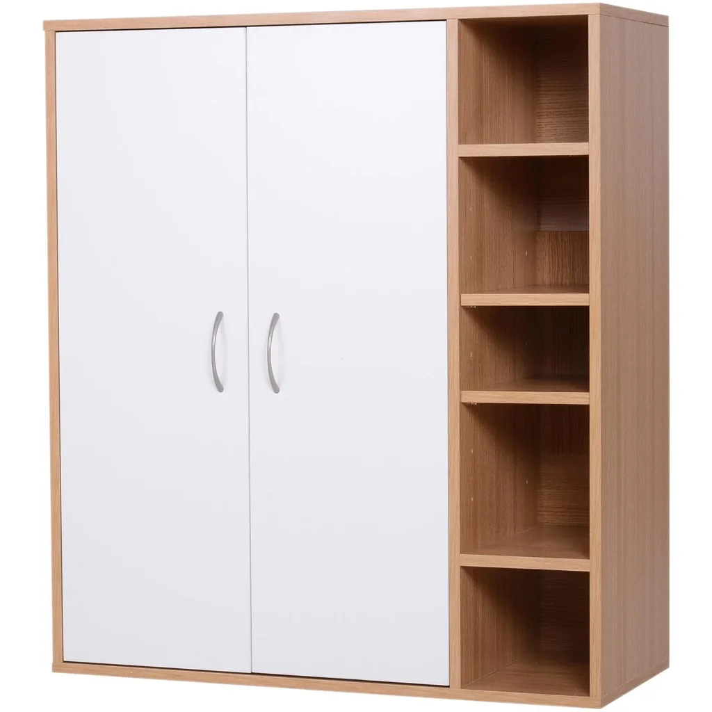 Mehrzweckschrank Standschrank Standregal Dekoschrank Bücherregal Schrank Holz Natur 80 x 32 x 90,5 cm