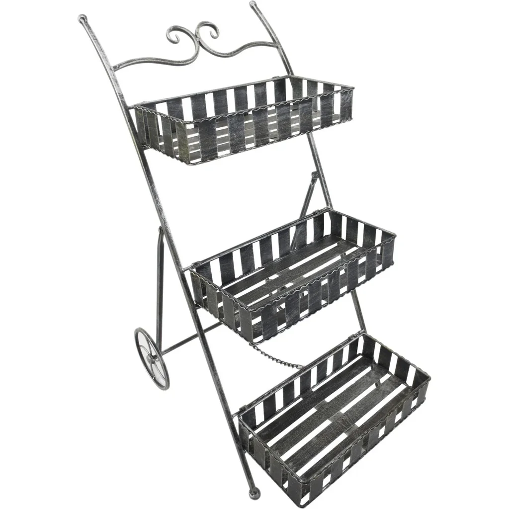 Pflanzregal Pflanzenständer Blumenregal Pflanzenkasten 3 x Ebene Metall Silbergrau 53 x 39 x 79 cm