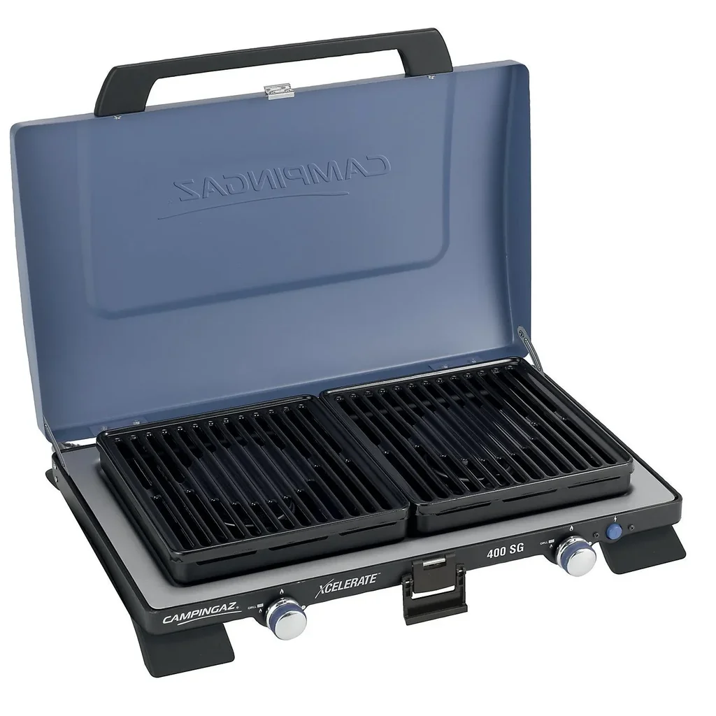 400 SG (Kocher mit Grillplatte, mit Xcelerate  Brenner) 2-flammig, mit 2-teiligem Grillaufsatz, Piezozündung und Deckel