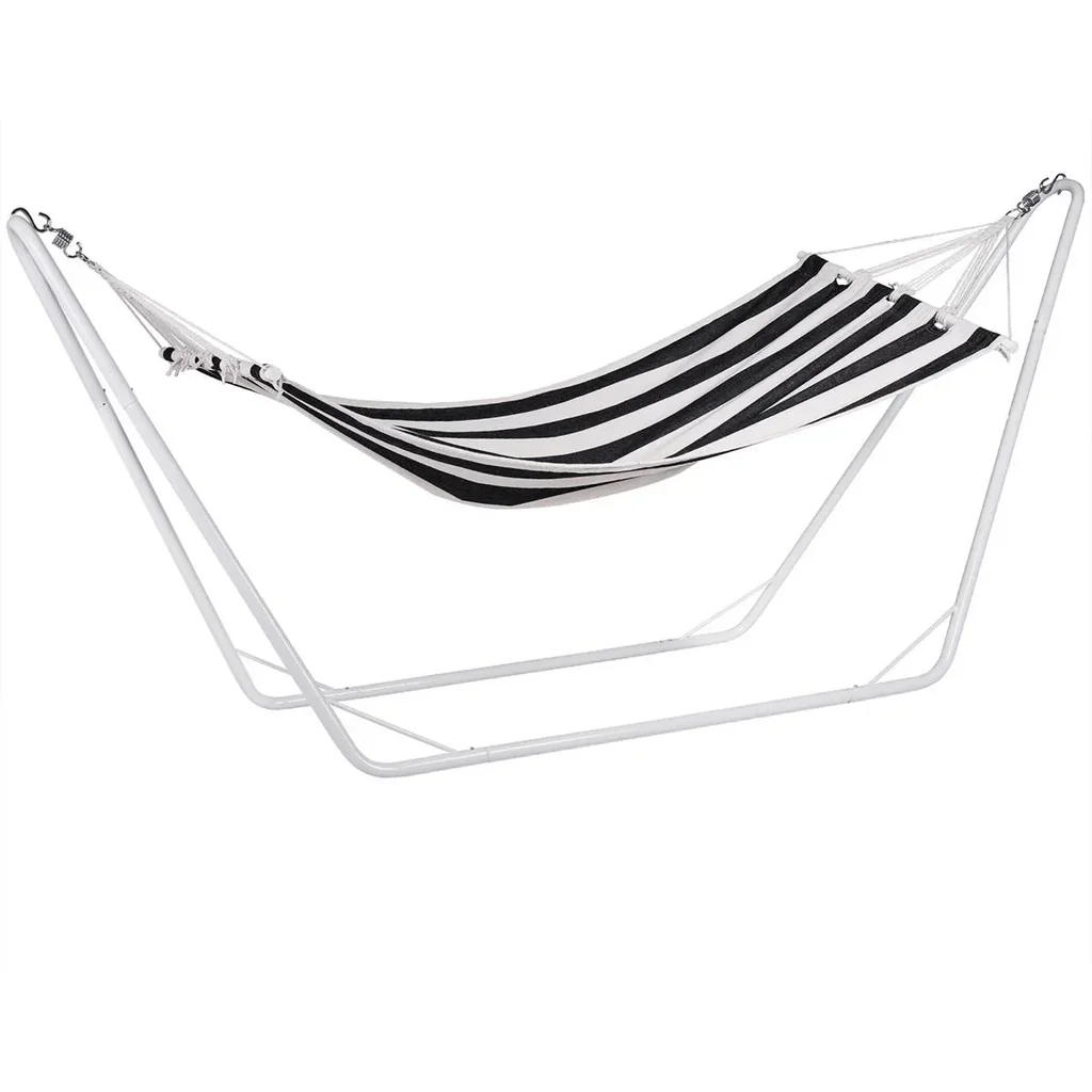 Hängematte mit Metallgestell 200 x 80cm - creme/schwarz