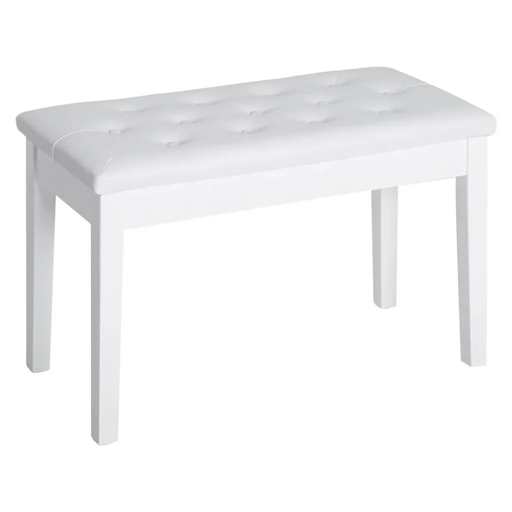 Klavierhocker Klavierbank traditionellen Landhausstil kosmetischer Hocker Stauraum Gummiholz Kunstleder Weiß 76 x 36 x 5