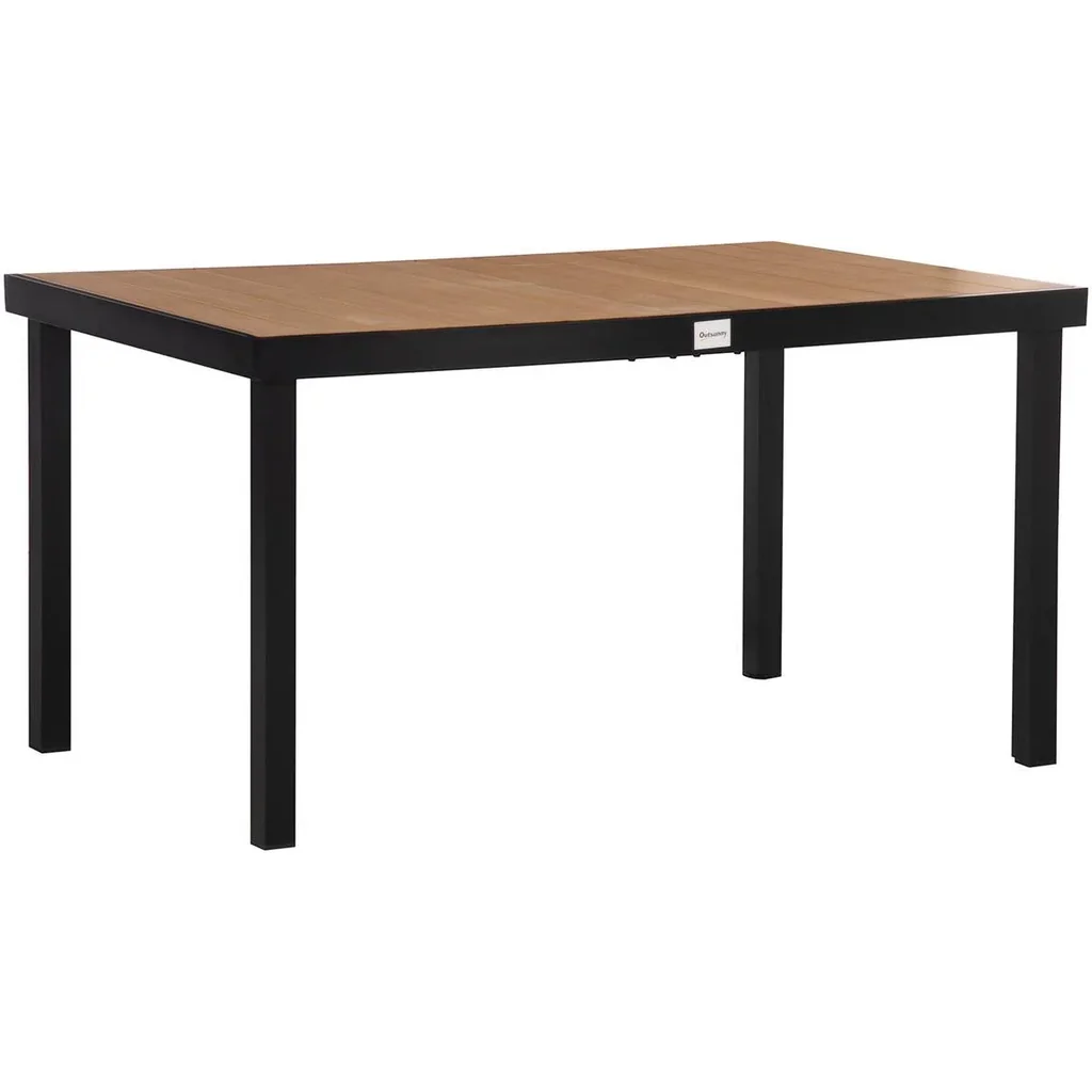 Gartentisch für 6 Personen Aluminium Holz 140cm x 90 cm x 74 cm