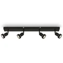 LED Spotleuchte 4-flammig, schwarz, 4 x GU10 Fassung, inklusive 4 x LED Leuchtmittel, 4,9 Watt, 460 lm, 3000 K