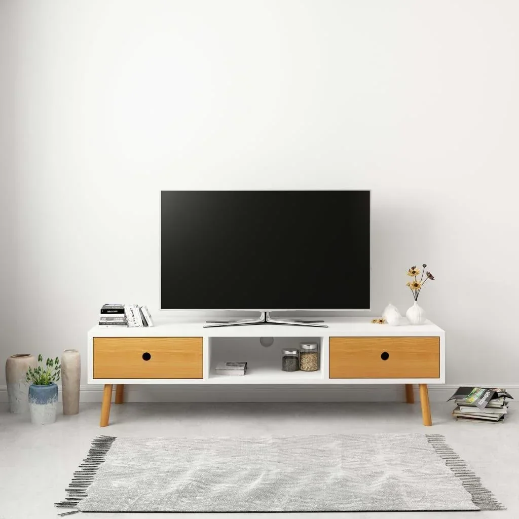 TV-Schrank 120x35x35 cm Kiefer massiv weiß