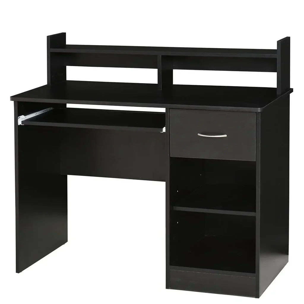 Computertisch Bürotisch Gamingtisch PC-Tisch mit Schublade E1 Spanplatte Schwarz 104 x 48 x 95,5 cm
