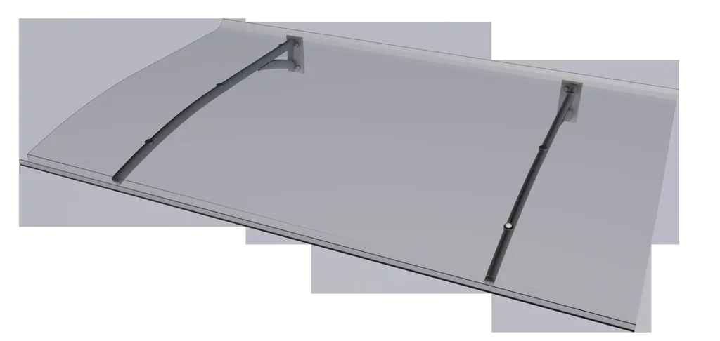Pultvordach Typ PT Secco 150, Anthrazit, 150 x 90 x 22 cm, 3 mm klar